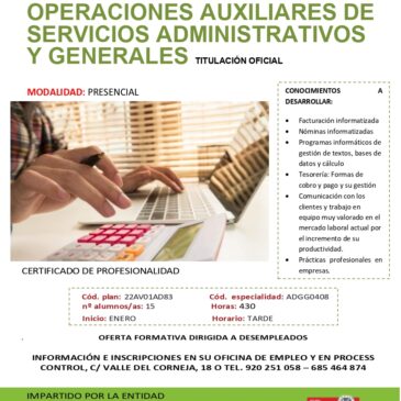 OPERACIONES AUXILIARES DE SERVICIOS ADMINISTRATIVOS Y GENERALES (CERTIFICADO DE PROFESIONALIDAD)