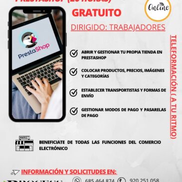 CURSO TELEFORMACIÓN CREA TU TIENDA ONLINE CON PRESTASHOP – TRABAJADORES