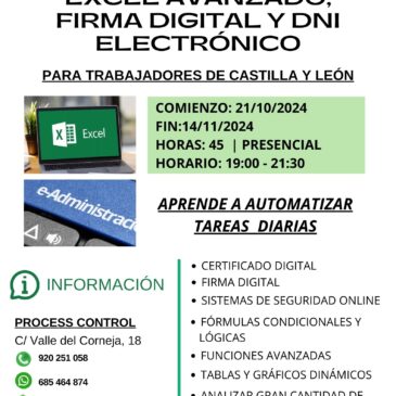 CURSO GRATUITO EXCEL AVANZADO Y TRÁMITES ONLINE CON LA ADMINISTRACIÓN – TRABAJADORES (PRESENCIAL)